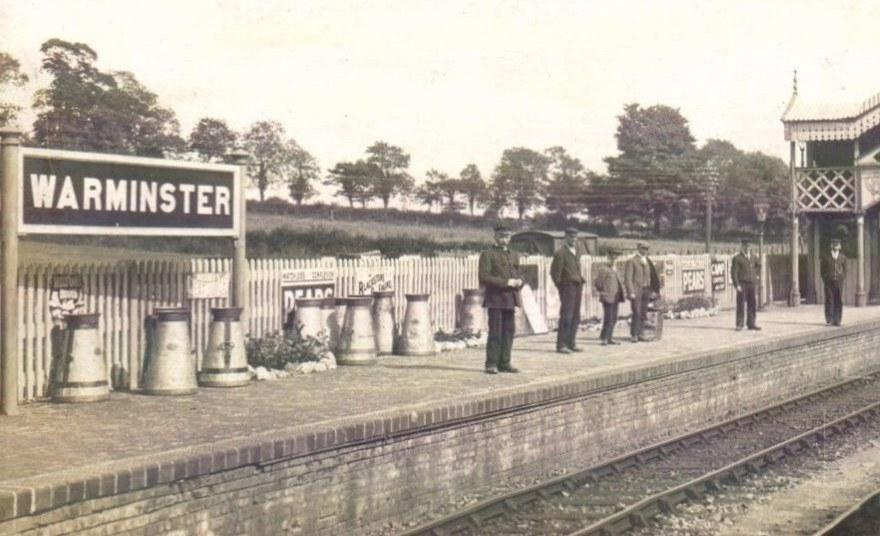 milk churns on the platform at Warminster