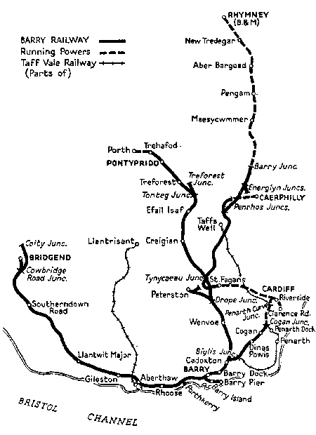 Map of the Barry Railway
