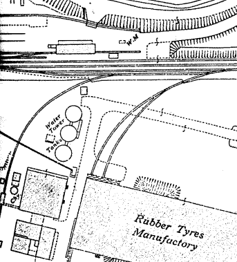 The Firestone sidings (1935 map) at Brentford