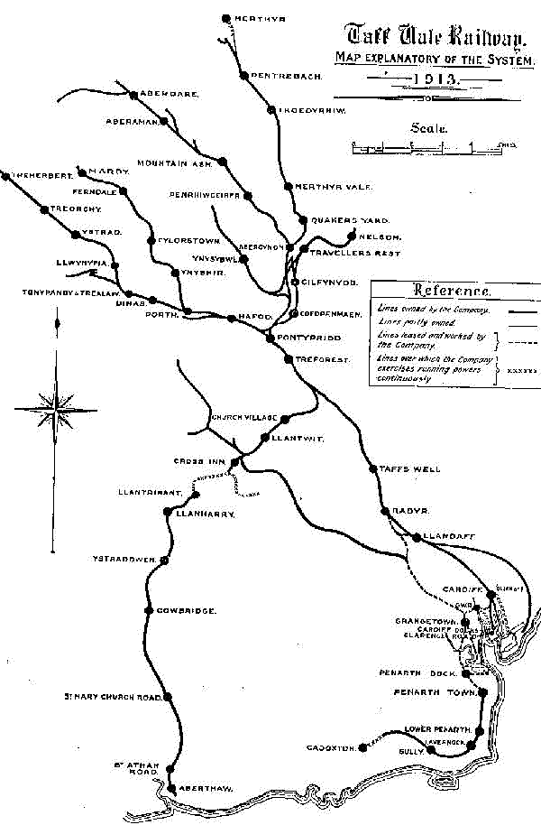 Map of the Taff Vale Railway