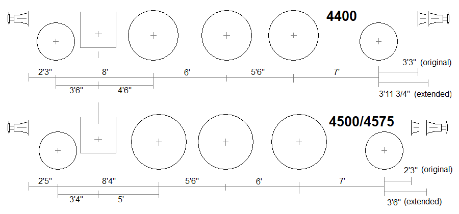 GWR 44xx and 45xx longitudinal dimension differences